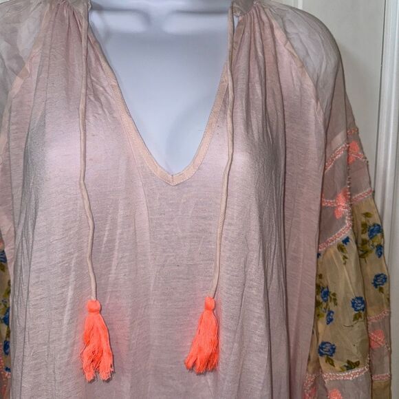 Free People Boho Pink and Floral Tunic Top - Picture 5 of 9